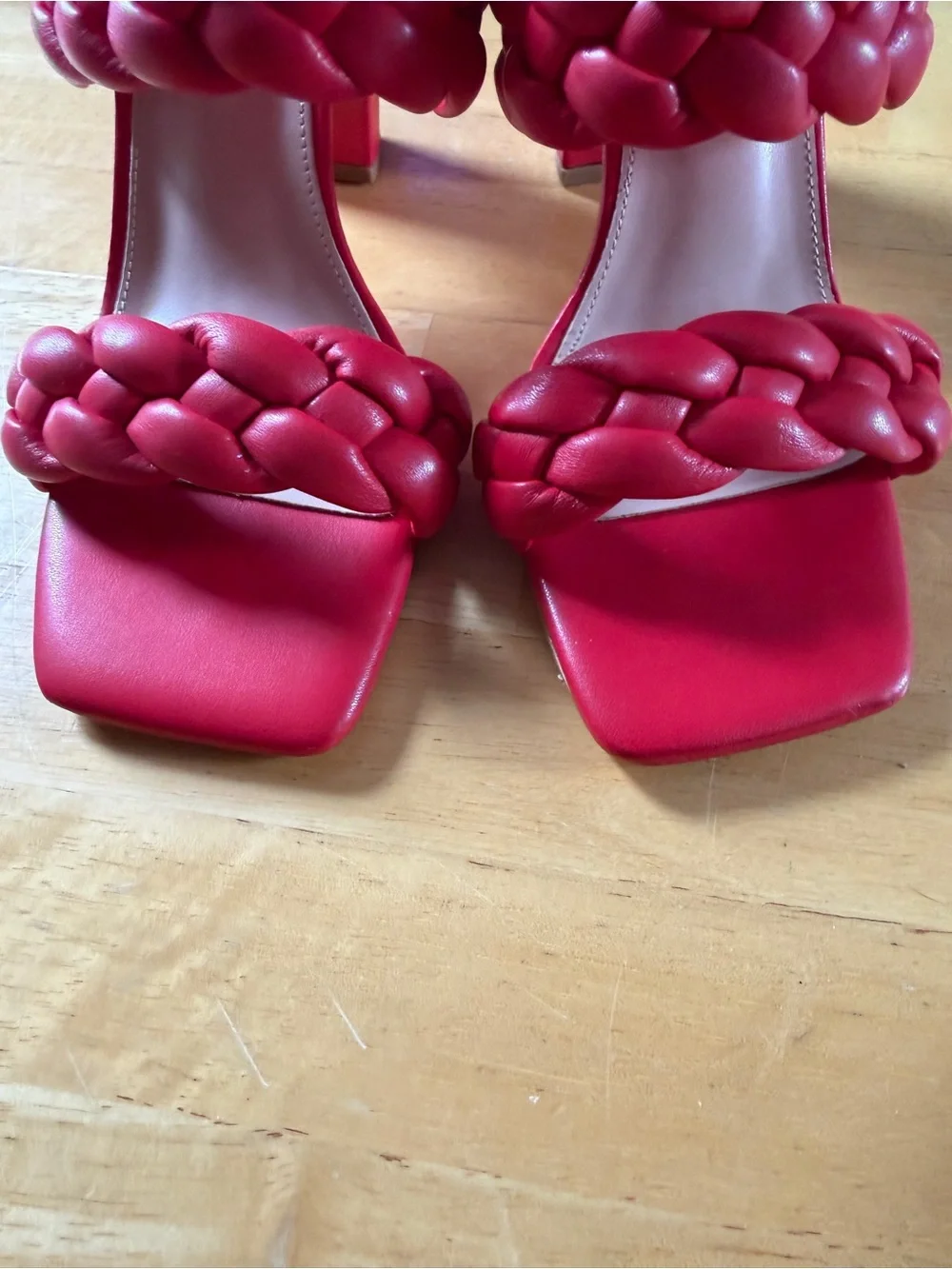 Women’s Red Braided Strap Heeled Sandals